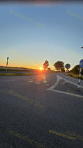 Road Intersection with Trees and Sunset