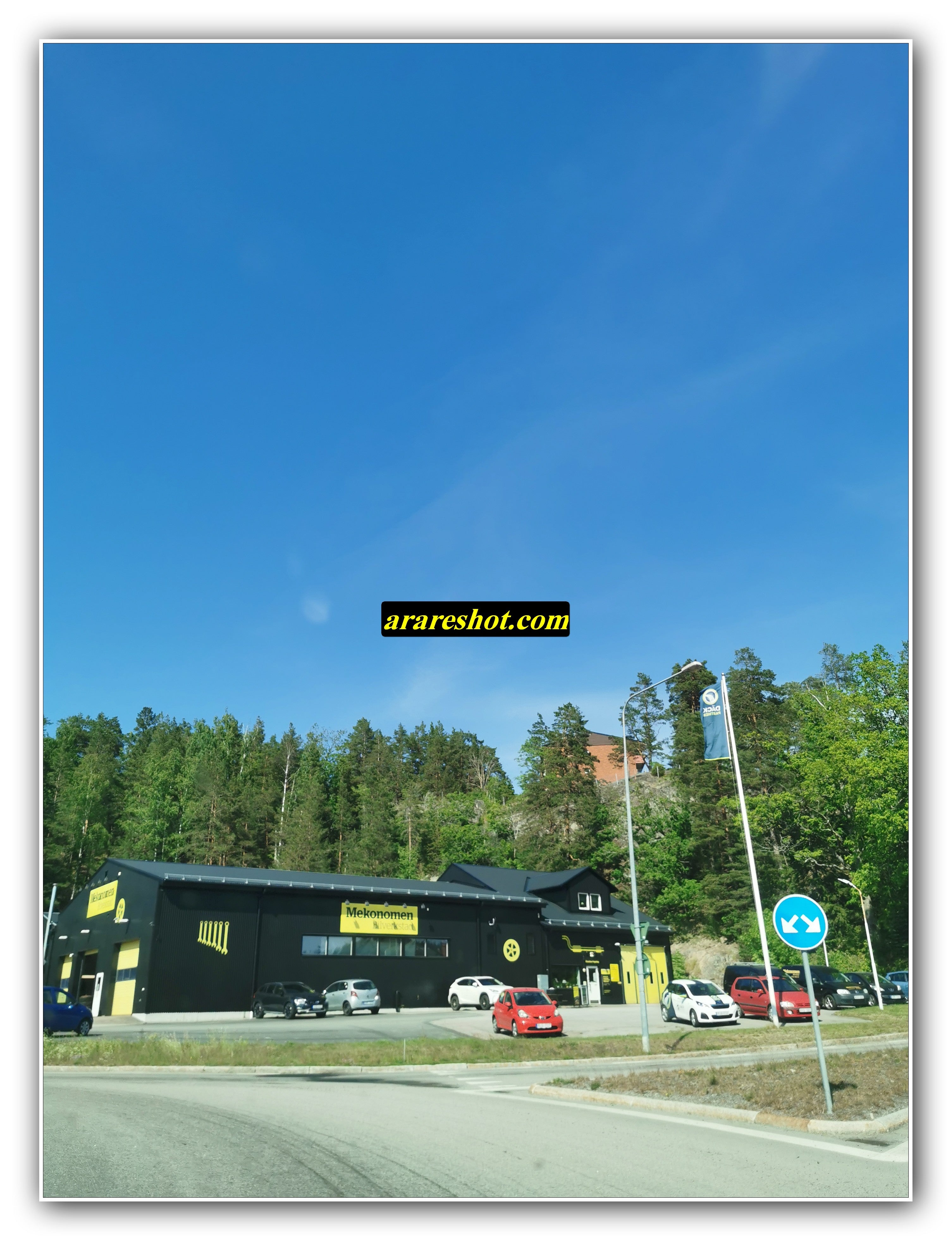 Car Service Workshop with Parked Vehicles